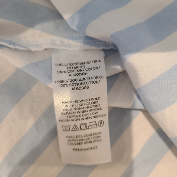 Loft Blue And White Stripe Tie Peek A Boo Front Button Cotton Maxi Shirt Dress - Picture 9 of 9